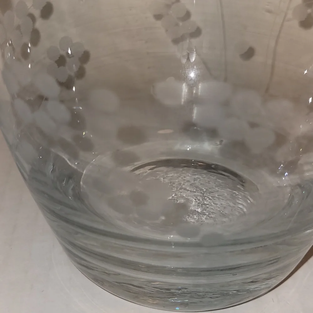 Vintage Etched Floral Teardrop Decanter with Stopper